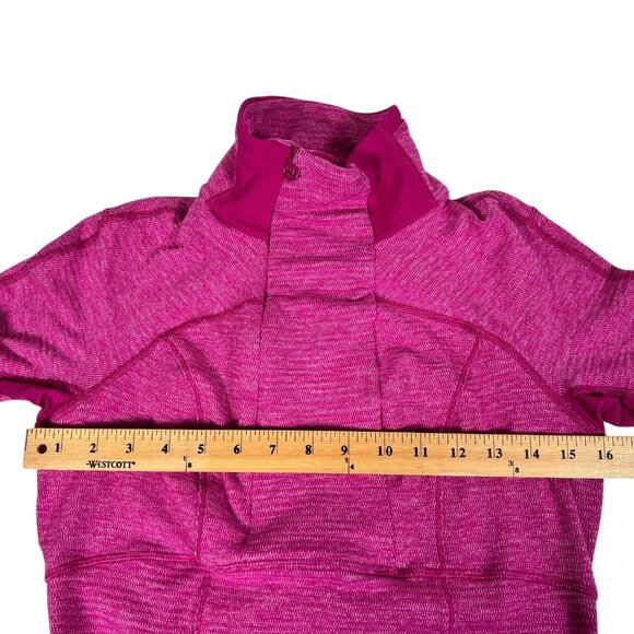 Lululemon Womens Pink Base Runner 1/2 Zip Mini Check Pique Raspberry Top Size 6 - Picture 14 of 15